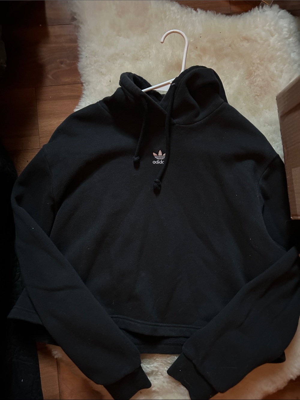 Adidas Black Cropped Hoodie X-Large EUC